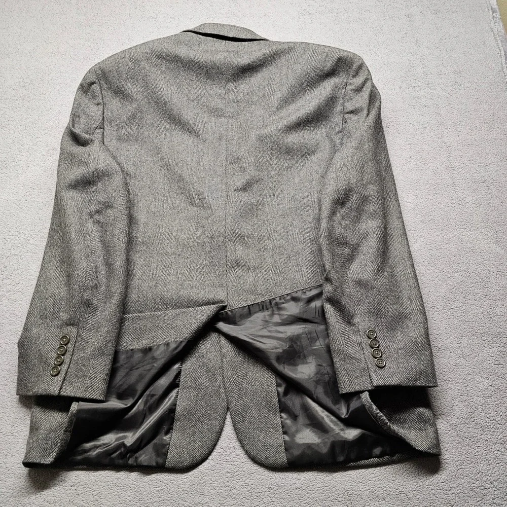 Lauren Ralph Lauren Blazer Jacket Mens 46R Gray Herringbone Vented Notch Lapel